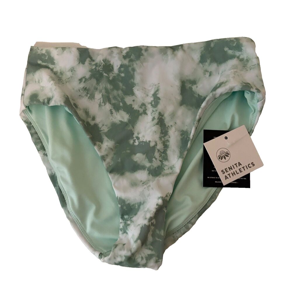 Senita Bikini Bottom Women's Small Green Tie Dye High Waisted Bathing Suit Swim
